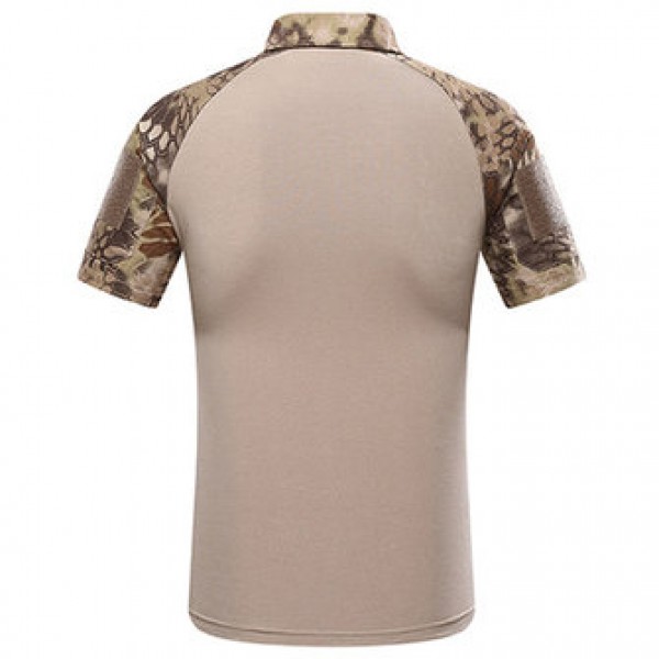 Outdoor Bionic Multicolor Camouflage Tactics T-shirts Men Quick Drying Lapel  Casual Sports Tops