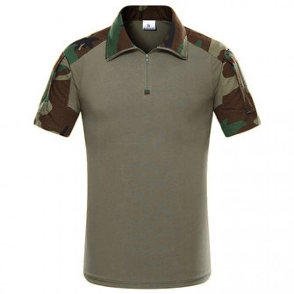 Outdoor Bionic Multicolor Camouflage Tactics T-shirts Men Quick Drying Lapel  Casual Sports Tops
