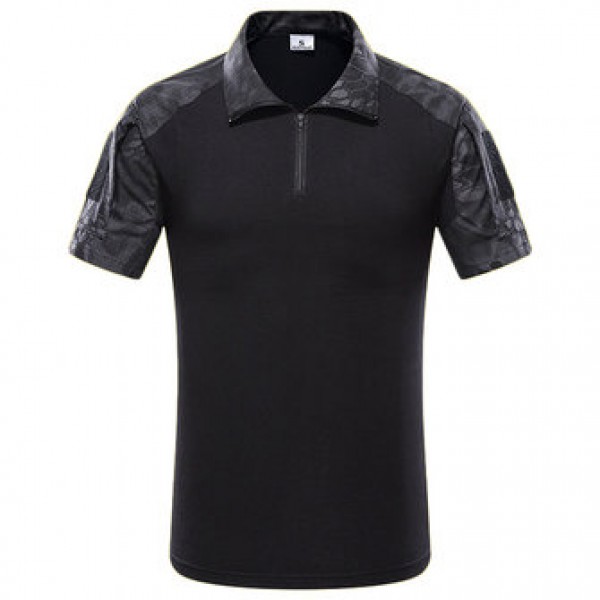 Outdoor Bionic Multicolor Camouflage Tactics T-shirts Men Quick Drying Lapel  Casual Sports Tops