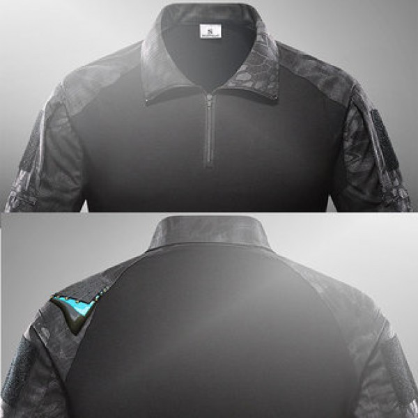 Outdoor Bionic Multicolor Camouflage Tactics T-shirts Men Quick Drying Lapel  Casual Sports Tops