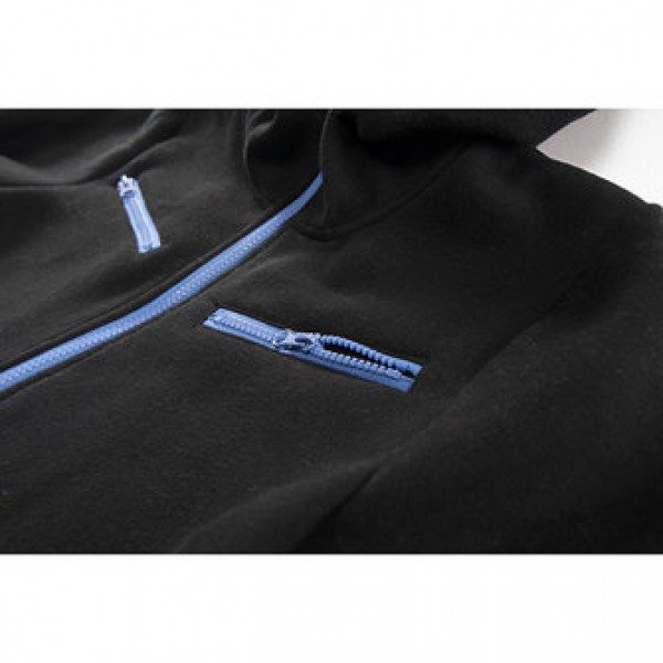 Men Casual Warm Fleece Sportswears Contrast Color Zipper Stand Collar Hoodies Sweatshirts