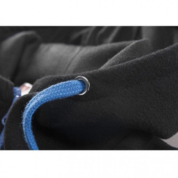 Men Casual Warm Fleece Sportswears Contrast Color Zipper Stand Collar Hoodies Sweatshirts
