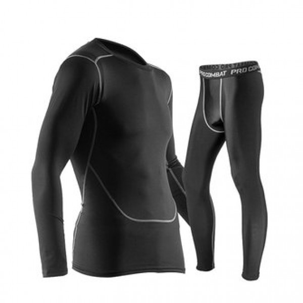 Pro Sports Fitness Suit Mens Breathable Thermal Quick Dry Tight Elastic Outdoor Running Training Suits