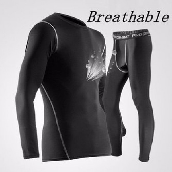 Pro Sports Fitness Suit Mens Breathable Thermal Quick Dry Tight Elastic Outdoor Running Training Suits