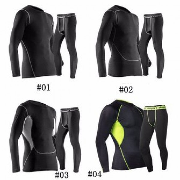 Pro Sports Fitness Suit Mens Breathable Thermal Quick Dry Tight Elastic Outdoor Running Training Suits