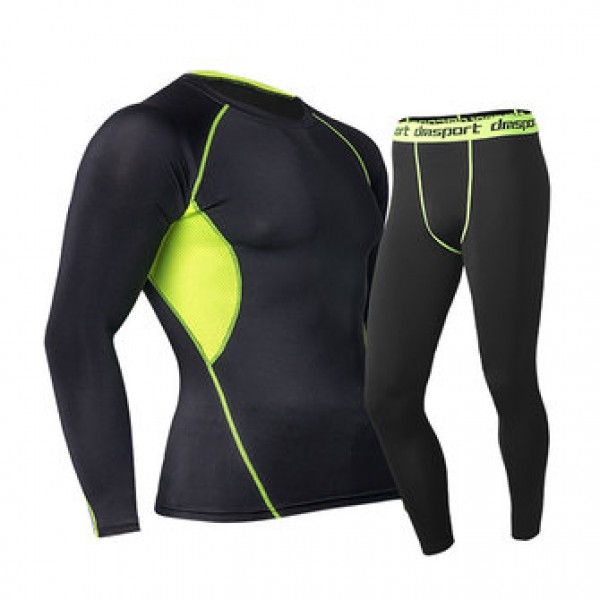 Pro Sports Fitness Suit Mens Breathable Thermal Qu...