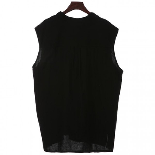 Fashion Solid Color Sleeveless Stand Collar Strap Open Men Vest Sports Breathable Comfort Tops