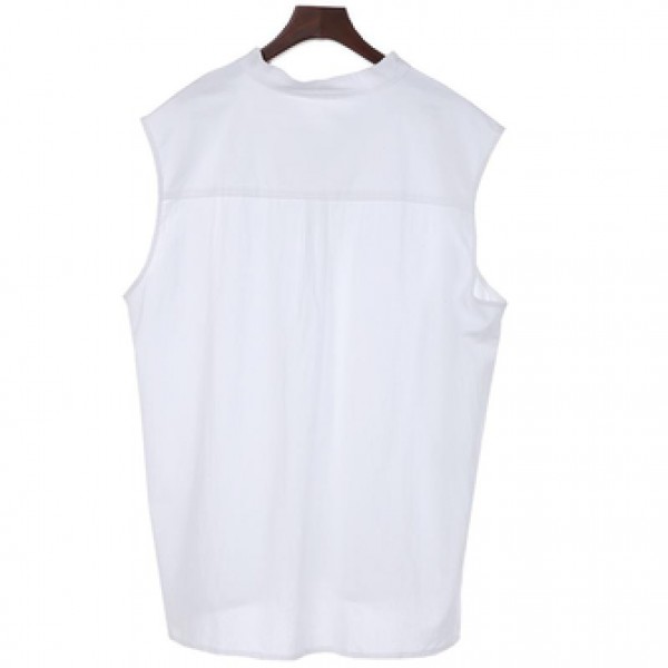 Fashion Solid Color Sleeveless Stand Collar Strap Open Men Vest Sports Breathable Comfort Tops