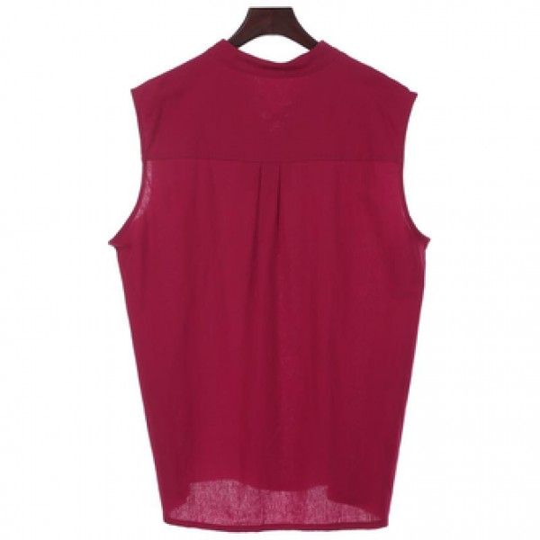 Fashion Solid Color Sleeveless Stand Collar Strap Open Men Vest Sports Breathable Comfort Tops