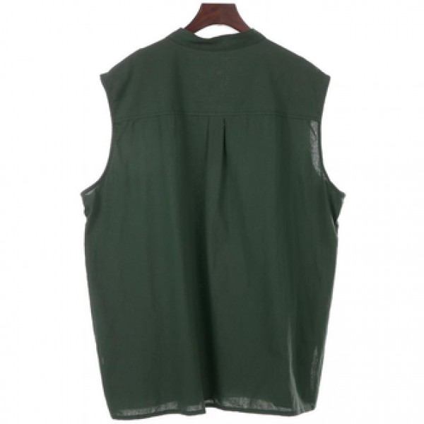 Fashion Solid Color Sleeveless Stand Collar Strap Open Men Vest Sports Breathable Comfort Tops