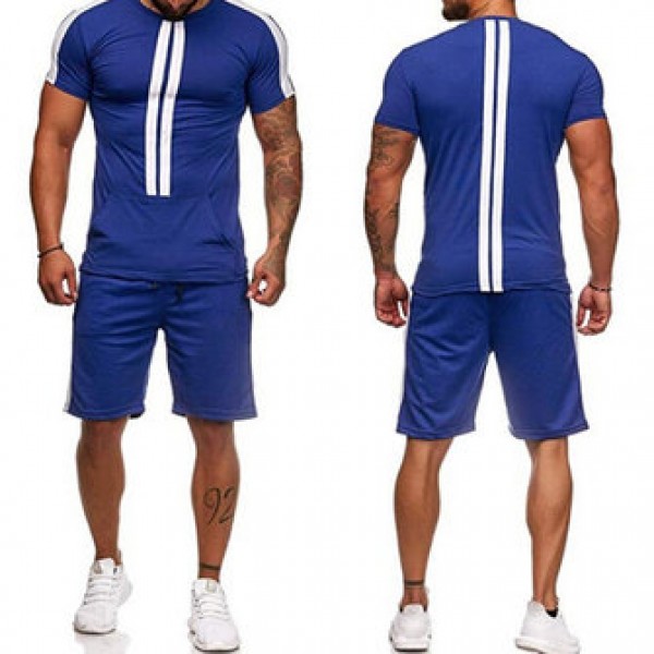 Mens Short Sleeve Casual Sport Suit Athleisure Spo...