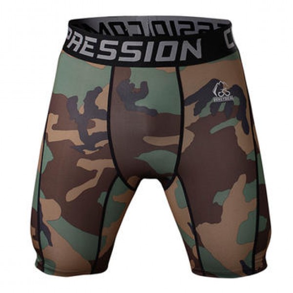 Pro Men Quick Drying Stretch Thin Dacron Camouflage Sports GYM Running Skinny Shorts
