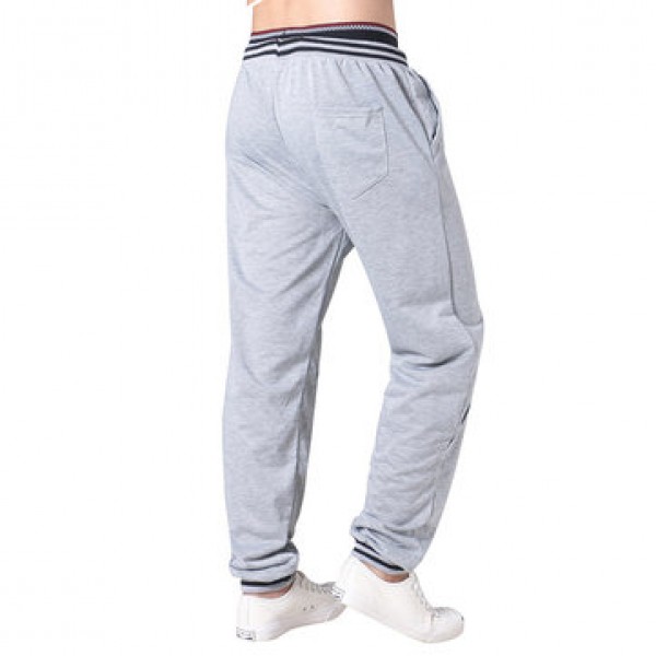 Men Elastic Waist Drawstring Loose Casual Pants Comfort Stripe Waistline Sports Trousers