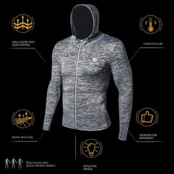 Men Leisure Running Fitness Sports T-shirts Speed Dry Long Sleeves Basketball Training Suits