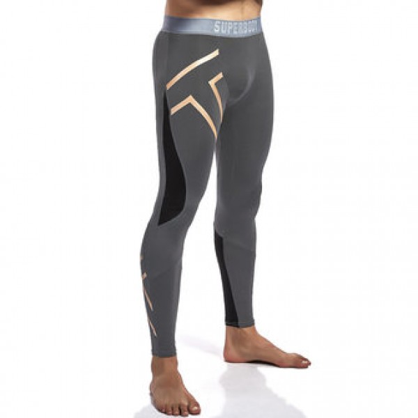 SUPERBODY Mens Sport Fitness Reflective Printing Tight Warm Pants