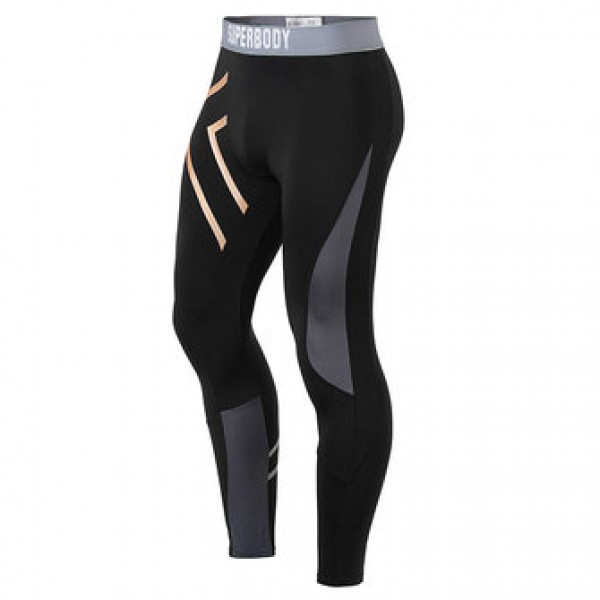 SUPERBODY Mens Sport Fitness Reflective Printing Tight Warm Pants