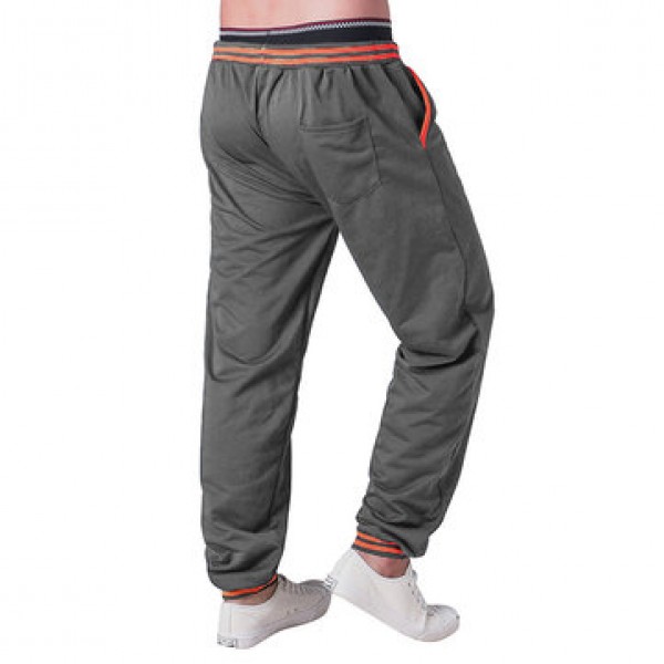 Men Casual Color Block Stitching Sports Trousers Elastic Waist Drawstring Jogger Pants