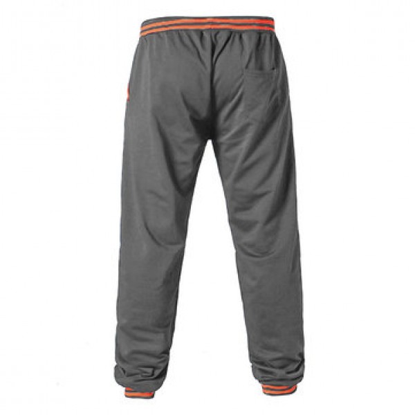 Men Casual Color Block Stitching Sports Trousers Elastic Waist Drawstring Jogger Pants
