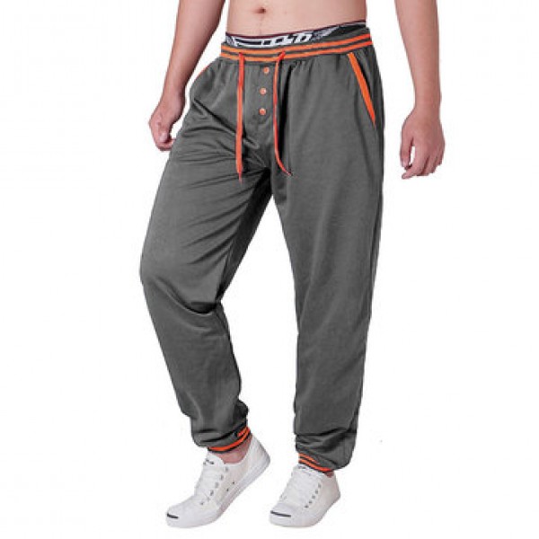 Men Casual Color Block Stitching Sports Trousers E...