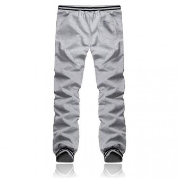 Men Single Breasted Solid Color Elastic Waist Drawstring Sport Sweatpants Jogger Pants