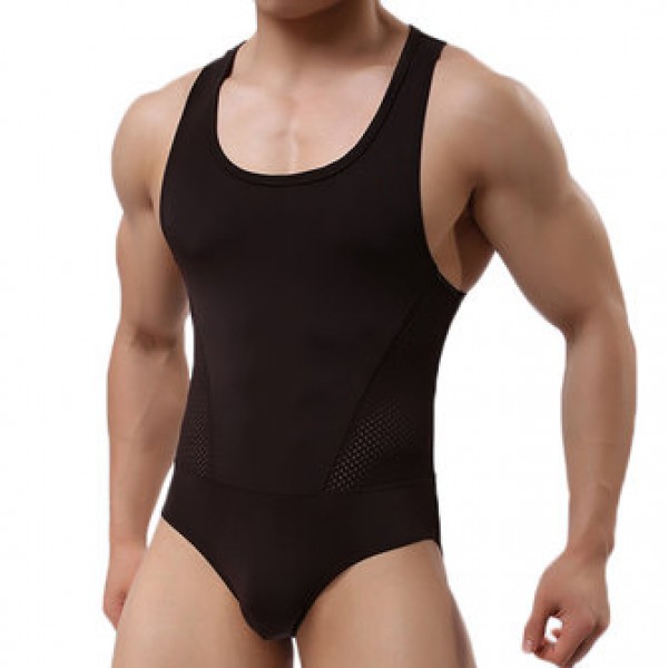 Men Sexy Bodysuit Wrestling Onesie Transparent Mesh Lingerie Wrestling Leotard Hot Body Suits