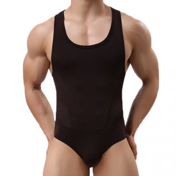Men Sexy Bodysuit Wrestling Onesie Transparent Mesh Lingerie Wrestling Leotard Hot Body Suits