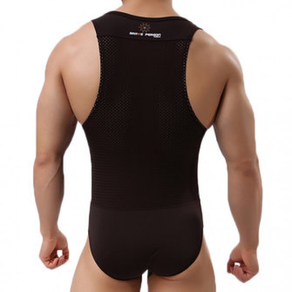 Men Sexy Bodysuit Wrestling Onesie Transparent Mesh Lingerie Wrestling Leotard Hot Body Suits