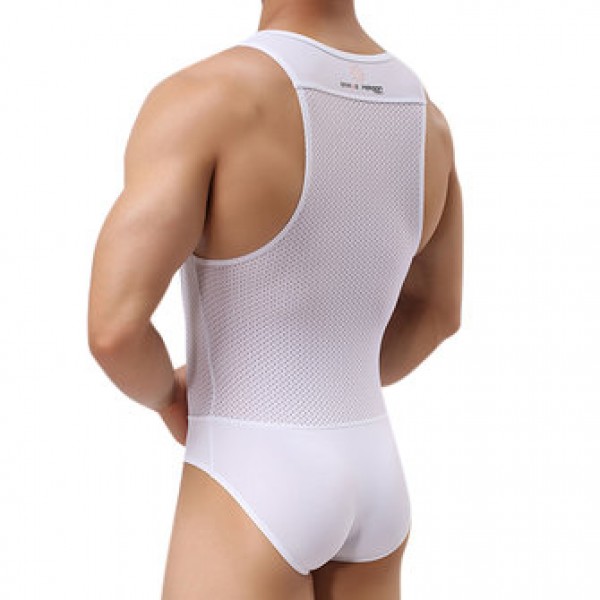 Men Sexy Bodysuit Wrestling Onesie Transparent Mesh Lingerie Wrestling Leotard Hot Body Suits