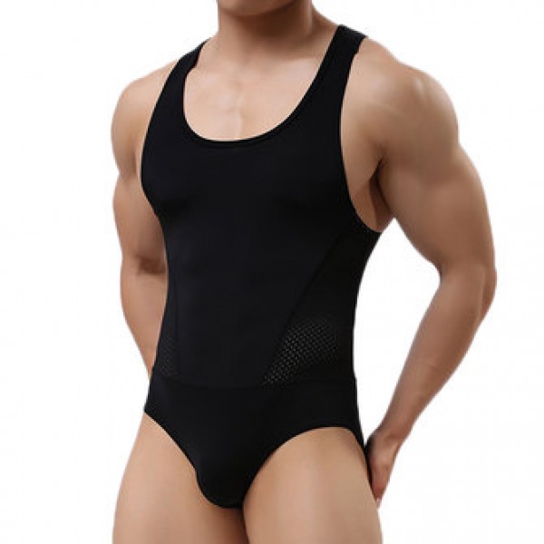 Men Sexy Bodysuit Wrestling Onesie Transparent Mesh Lingerie Wrestling Leotard Hot Body Suits