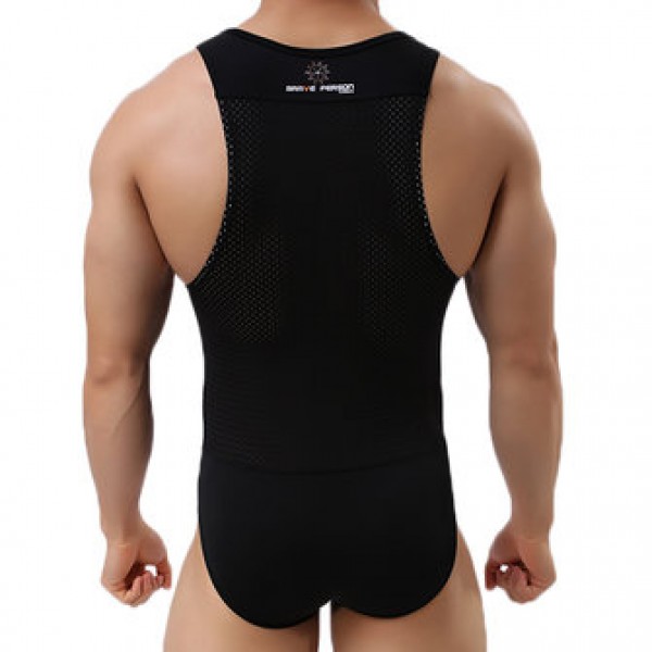 Men Sexy Bodysuit Wrestling Onesie Transparent Mesh Lingerie Wrestling Leotard Hot Body Suits