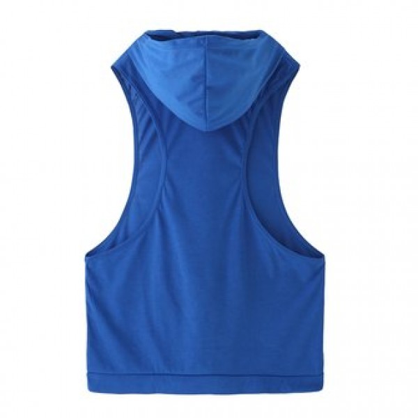 Stylish Men Hooded Sleeveless Loose Vest Solid Color Fitness Tank Tops