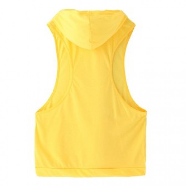 Stylish Men Hooded Sleeveless Loose Vest Solid Color Fitness Tank Tops