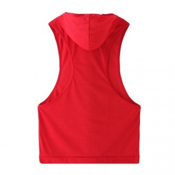 Stylish Men Hooded Sleeveless Loose Vest Solid Color Fitness Tank Tops