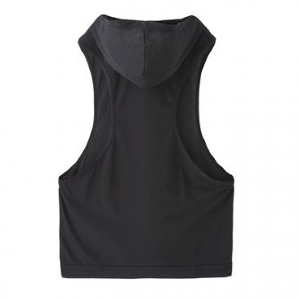 Stylish Men Hooded Sleeveless Loose Vest Solid Color Fitness Tank Tops