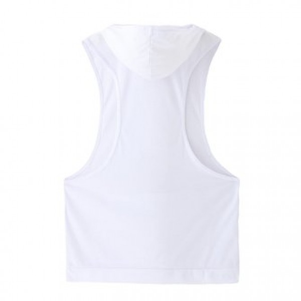 Stylish Men Hooded Sleeveless Loose Vest Solid Color Fitness Tank Tops