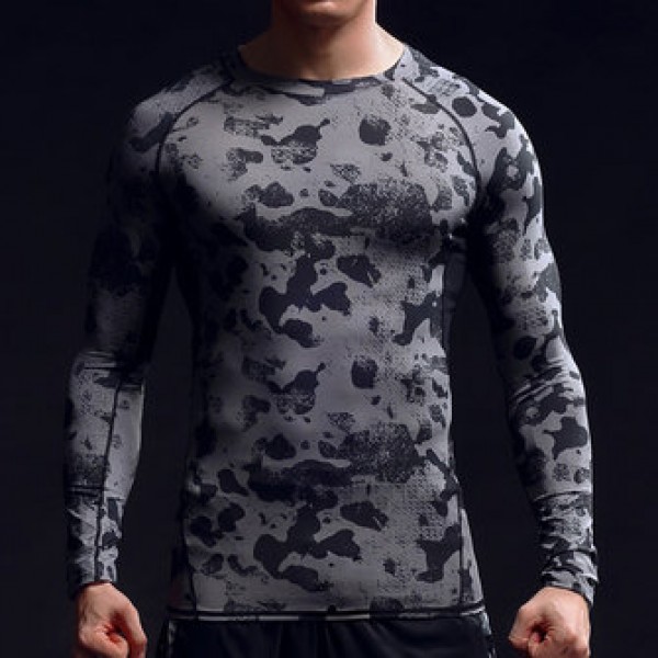 Camouflage Fitness jogging T-shirts Training Suit Elastic Compression Speed Dry Long Sleeved Tights