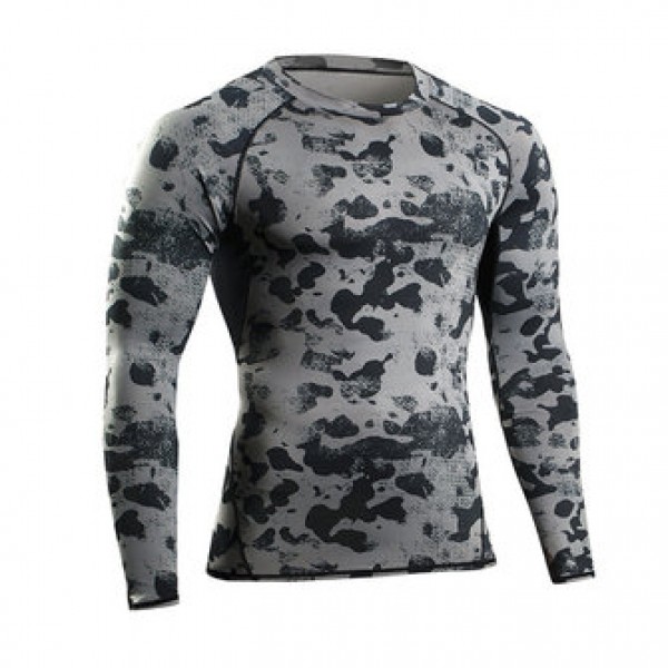 Camouflage Fitness jogging T-shirts Training Suit Elastic Compression Speed Dry Long Sleeved Tights