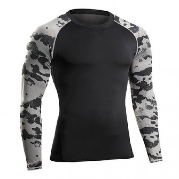 Camouflage Fitness jogging T-shirts Training Suit Elastic Compression Speed Dry Long Sleeved Tights