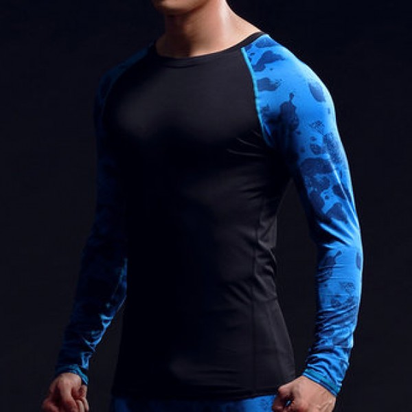 Camouflage Fitness jogging T-shirts Training Suit Elastic Compression Speed Dry Long Sleeved Tights
