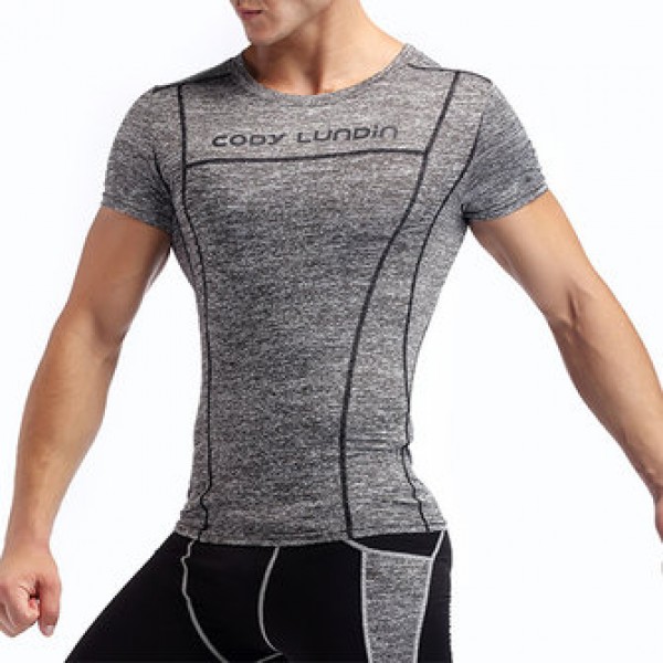 Men Bodybuilding Sexy Tops Elastic Training Quick Drying Sport Sweat T-Shirt Fitness Comfortable Tees