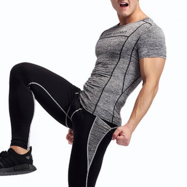 Men Bodybuilding Sexy Tops Elastic Training Quick Drying Sport Sweat T-Shirt Fitness Comfortable Tees
