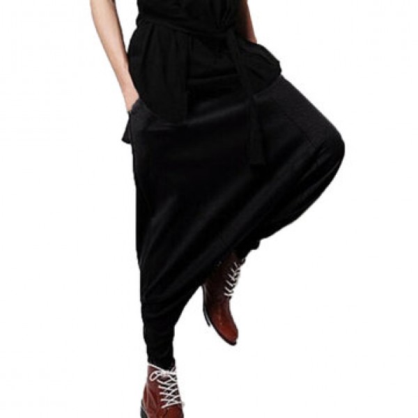 Men Casual Drape Drop Crotch Training Pants Harem ...
