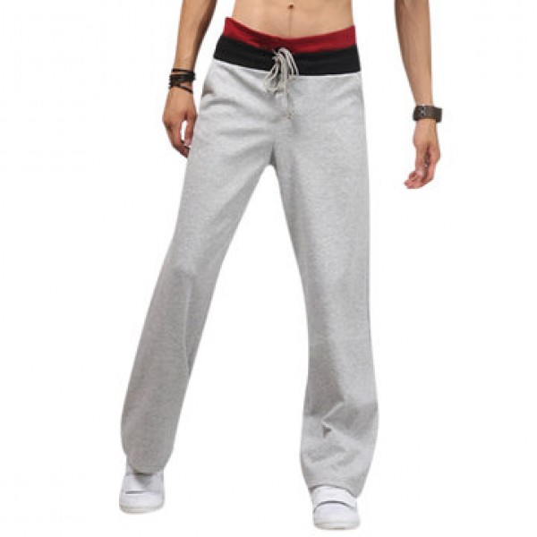 Men Casual Comfortable Sports Pants Pure Color Fas...