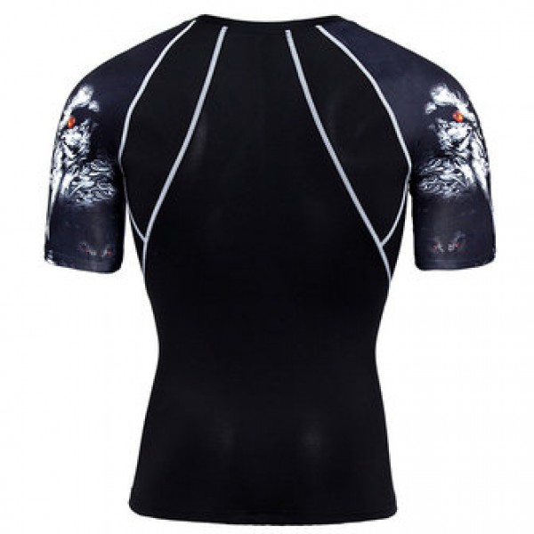JACK CORDEE Sport Fitness Men Leisure Printing Round Collar Short Sleeved T-shirt Fast Dry Breatha