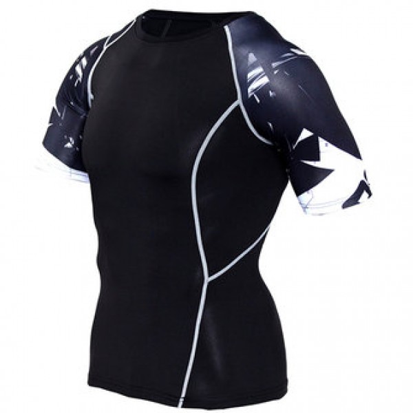 JACK CORDEE Sport Fitness Men Leisure Printing Round Collar Short Sleeved T-shirt Fast Dry Breatha