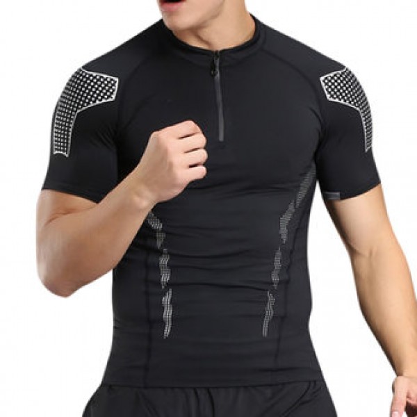 Summer Casual Mens Fitness Quick Drying Breathable Slim Fit Training Sport T-shirt