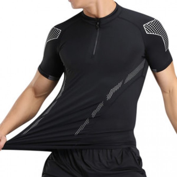 Summer Casual Mens Fitness Quick Drying Breathable Slim Fit Training Sport T-shirt