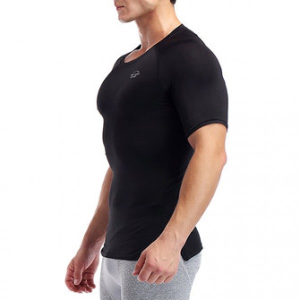 Elastic Quick Drying Compression Fitness Tops Men Split Hem Breathable Slim Fit Sport T-shirt