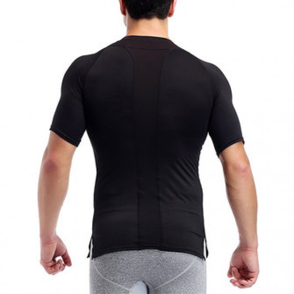 Elastic Quick Drying Compression Fitness Tops Men Split Hem Breathable Slim Fit Sport T-shirt