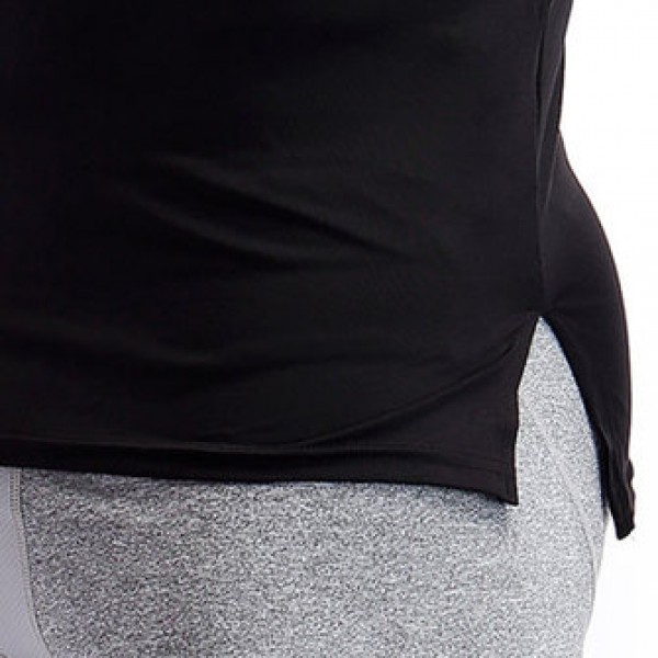 Elastic Quick Drying Compression Fitness Tops Men Split Hem Breathable Slim Fit Sport T-shirt